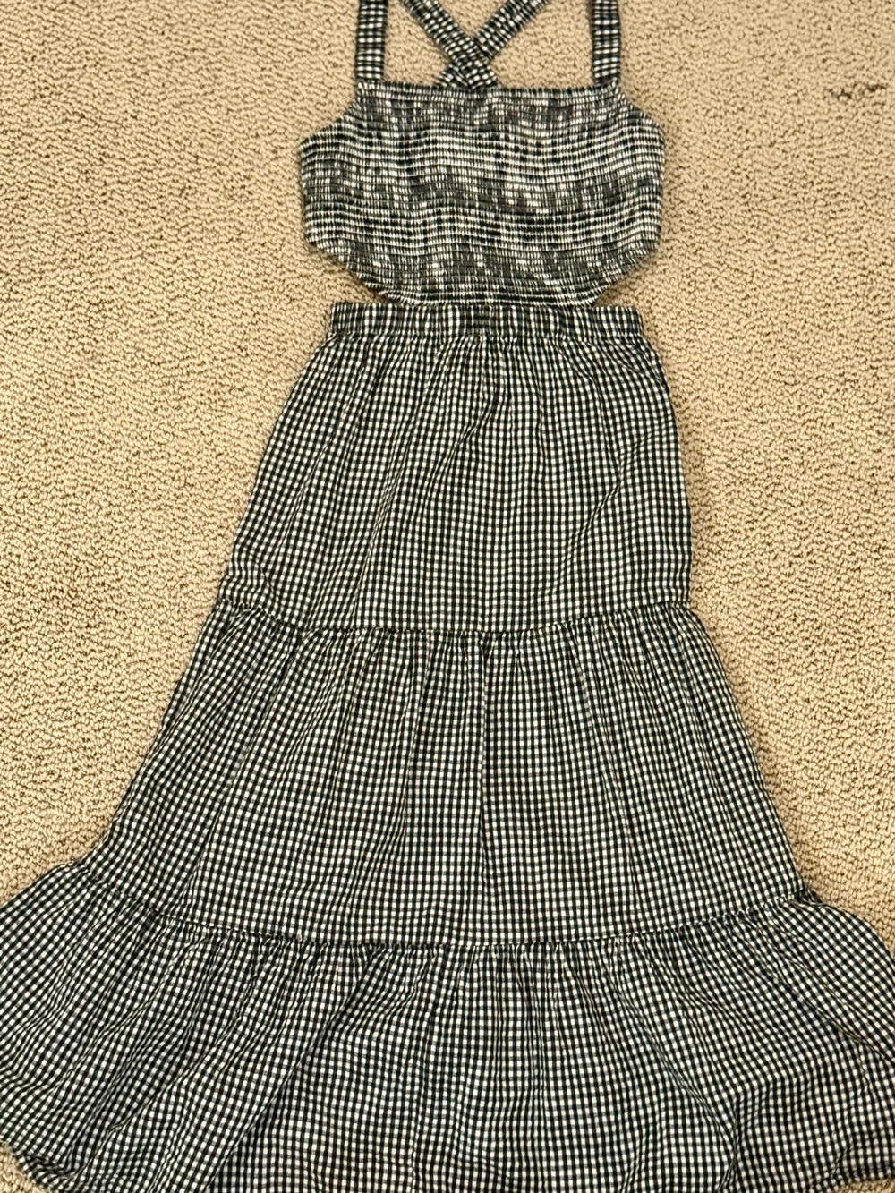 American Eagle Outfitters Black and White Gingham Tiered Maxi Dress